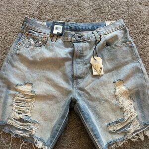 Levi's Light Blue Distressed Jean Shorts